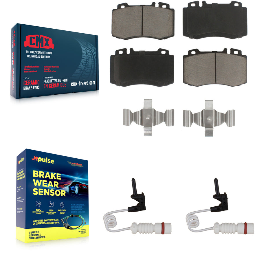 Front Ceramic Disc Brake Pads Wear Sensor Pair Kit For Mercedes-Benz ML500 ML430 ML55 AMG KCW-100678