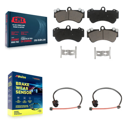 Front Ceramic Disc Brake Pads And Wear Sensor Pairs Kit For Porsche Cayenne KCW-100682