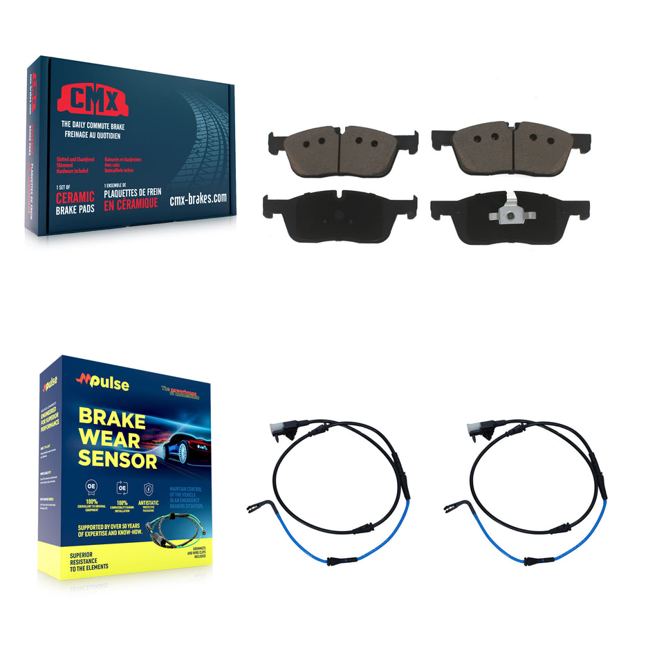 Front Ceramic Disc Brake Pads And Wear Sensor Pairs Kit For Jaguar XE XF KCW-100688
