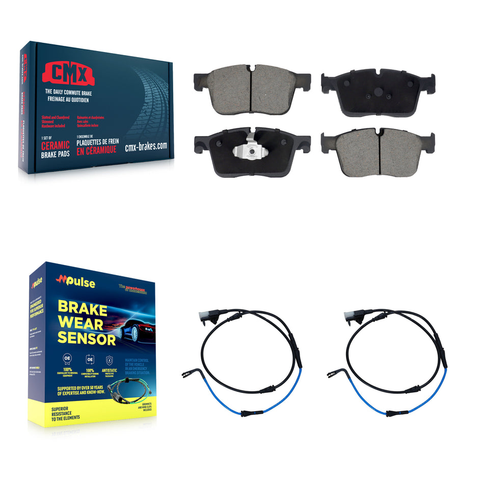 Front Ceramic Disc Brake Pads And Wear Sensor Pairs Kit For Jaguar XE XF KCW-100689