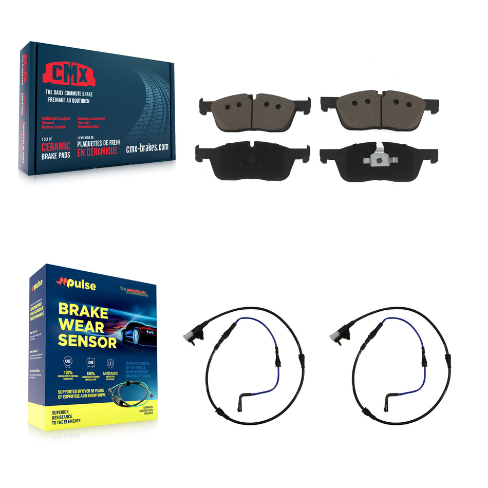 Front Ceramic Disc Brake Pads And Wear Sensor Pairs Kit For Jaguar XE XF KCW-100690