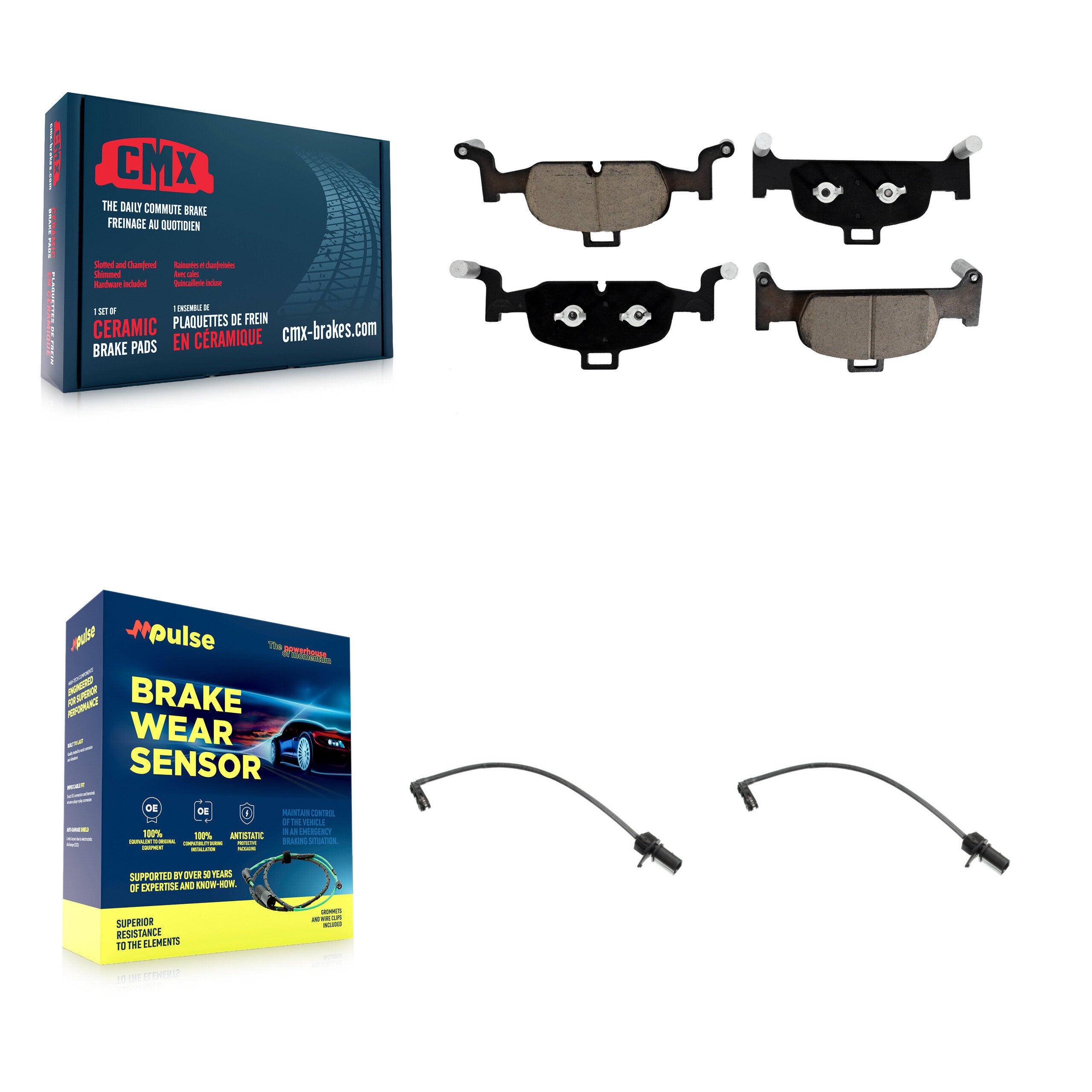 Front Ceramic Brake Pads Wear Sensor Pair Kit For Audi A4 Quattro A5 Sportback allroad A6 KCW-100697