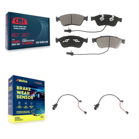 Front Ceramic Disc Brake Pads And Extra Wear Sensor Pairs Kit For 2011 Audi S6 5.2L KCW-100702