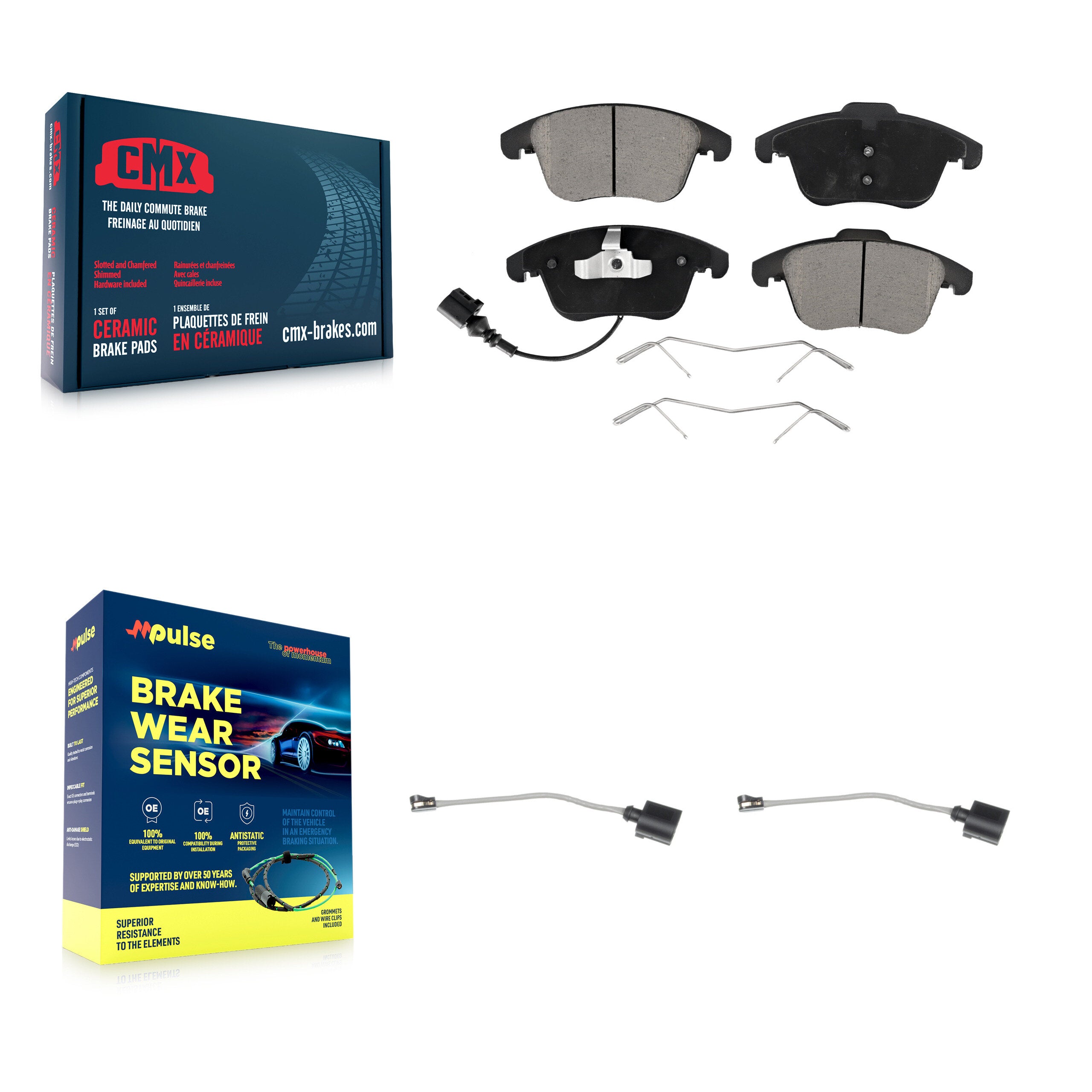 Front Ceramic Disc Brake Pad And Extra Wear Sensor Pair Kit For Volkswagen Tiguan Limited KCW-100704