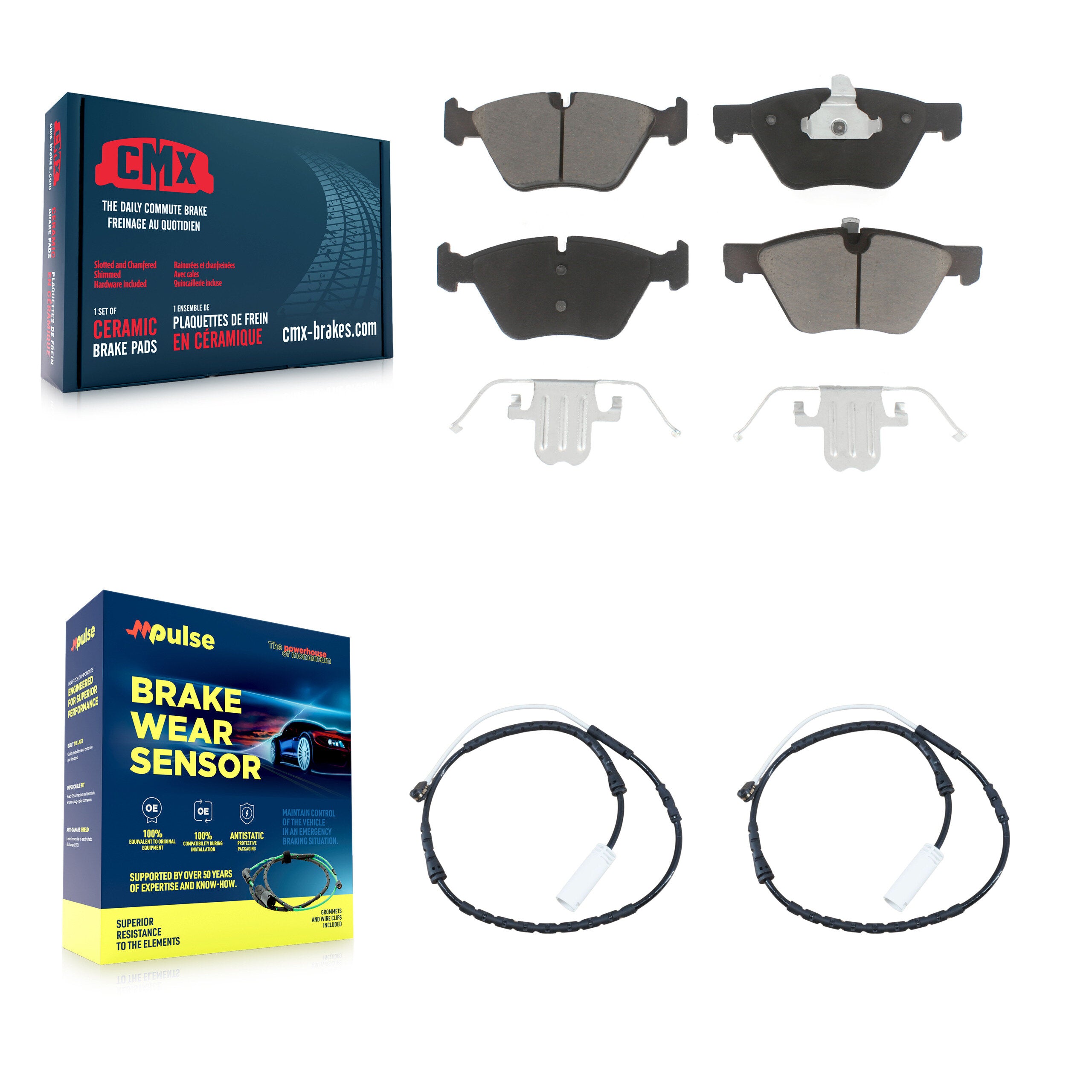Front Ceramic Disc Brake Pads And Wear Sensor Pairs Kit For 2012 BMW X1 xDrive28i KCW-100709
