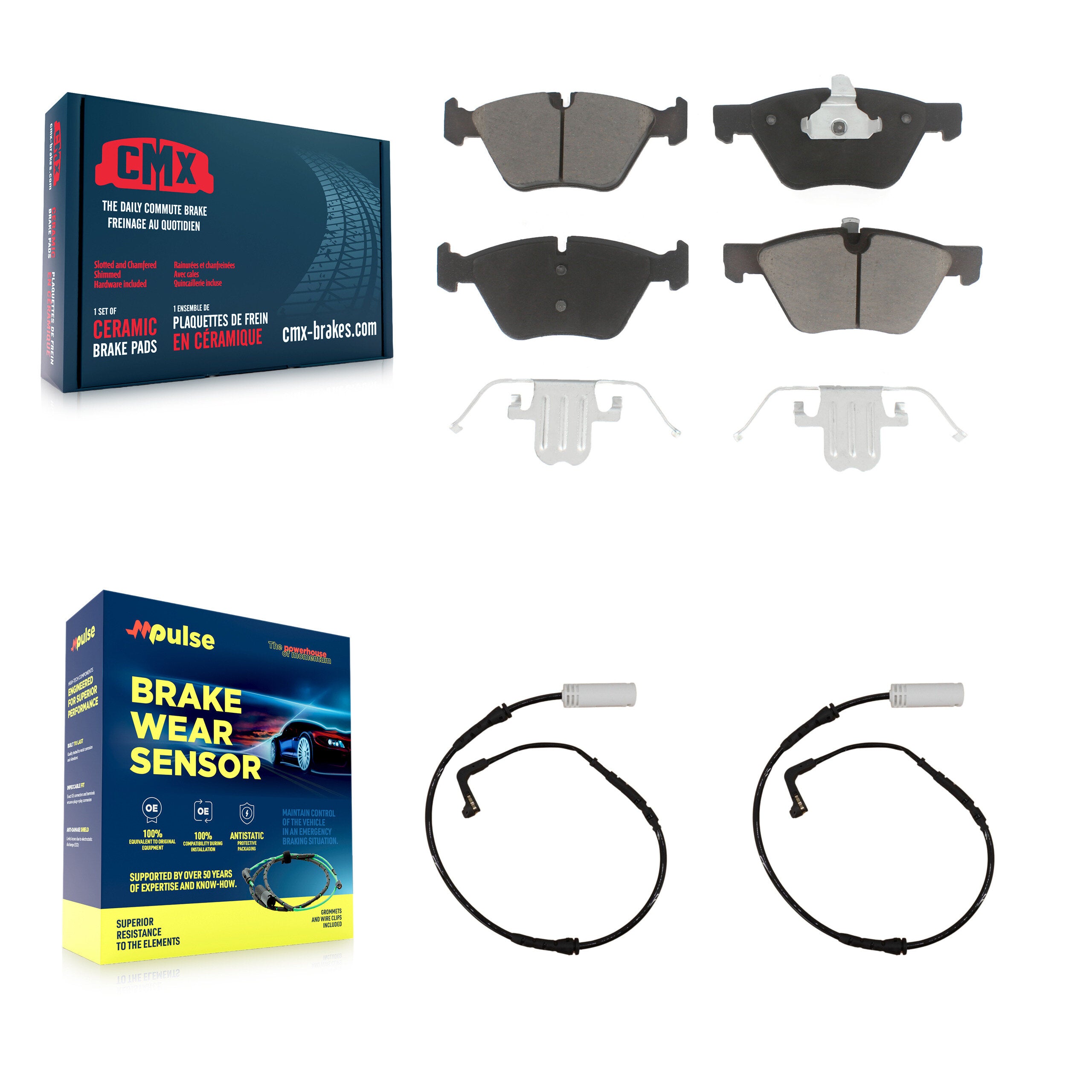 Front Ceramic Disc Brake Pads And Wear Sensor Pairs Kit For BMW 128i 328i 323i 325i 330i KCW-100710