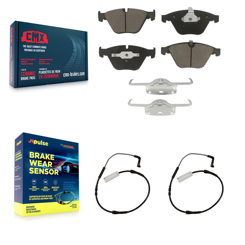 Front Ceramic Disc Brake Pads And Wear Sensor Pairs Kit For BMW 335i 323i 328i 335d KCW-100713