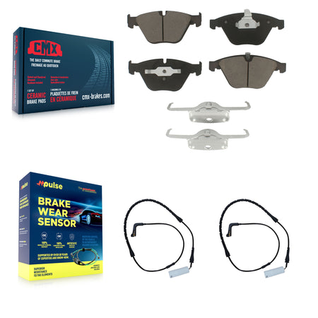 Front Ceramic Brake Pad And Wear Sensor Pair Kit For BMW 750i 750Li 745i 745Li 760Li 760i KCW-100725