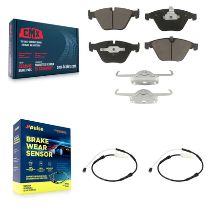 Front Ceramic Brake Pad And Wear Sensor Pair Kit For BMW 328i xDrive 323i 335i 335is 335d KCW-100727