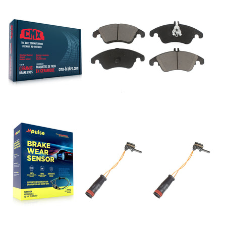 Front Ceramic Brake Pad & Wear Sensor Pair Kit For Mercedes-Benz C300 E350 C350 E550 E250 KCW-100731