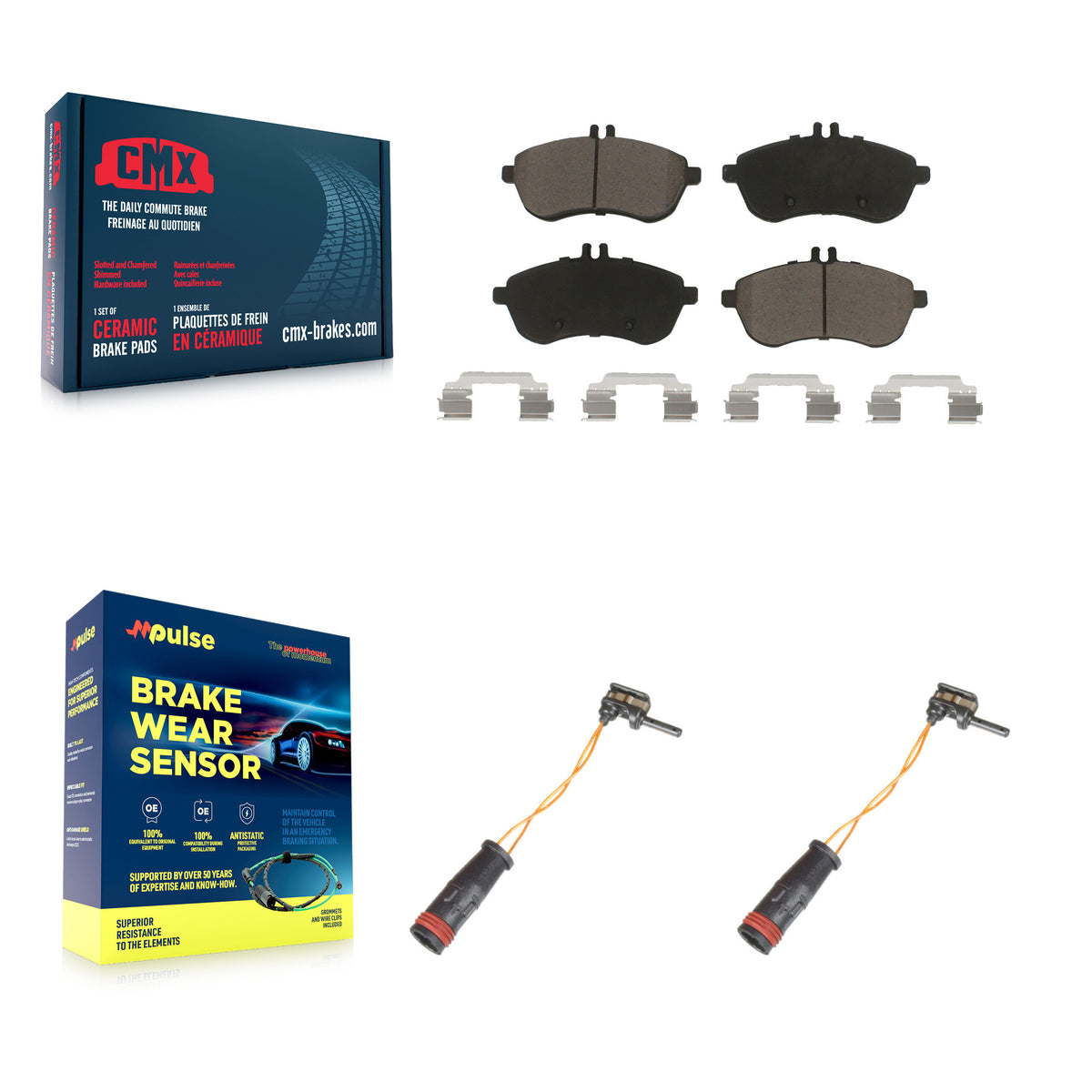 Front Ceramic Disc Brake Pad Wear Sensor Pair Kit For Mercedes-Benz C300 C250 C230 SLK250 KCW-100732