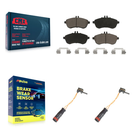 Front Ceramic Disc Brake Pad Wear Sensor Pair Kit For Mercedes-Benz C300 C250 C230 SLK250 KCW-100732