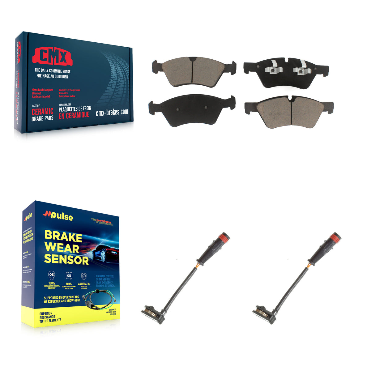 Front Ceramic Brake Pad Wear Sensor Pair Kit For Mercedes-Benz ML350 R350 GL450 ML500 G55 KCW-100735