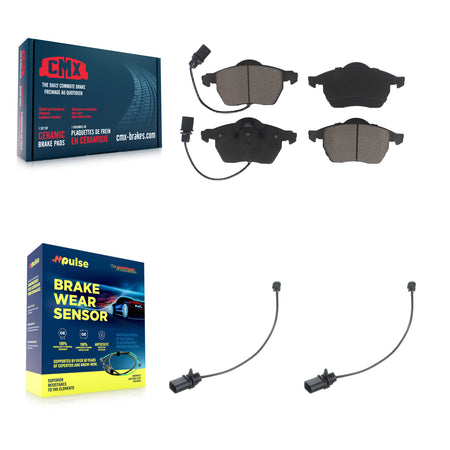 Front Ceramic Disc Brake Pads And Extra Wear Sensor Pairs Kit For Volkswagen Passat KCW-100737