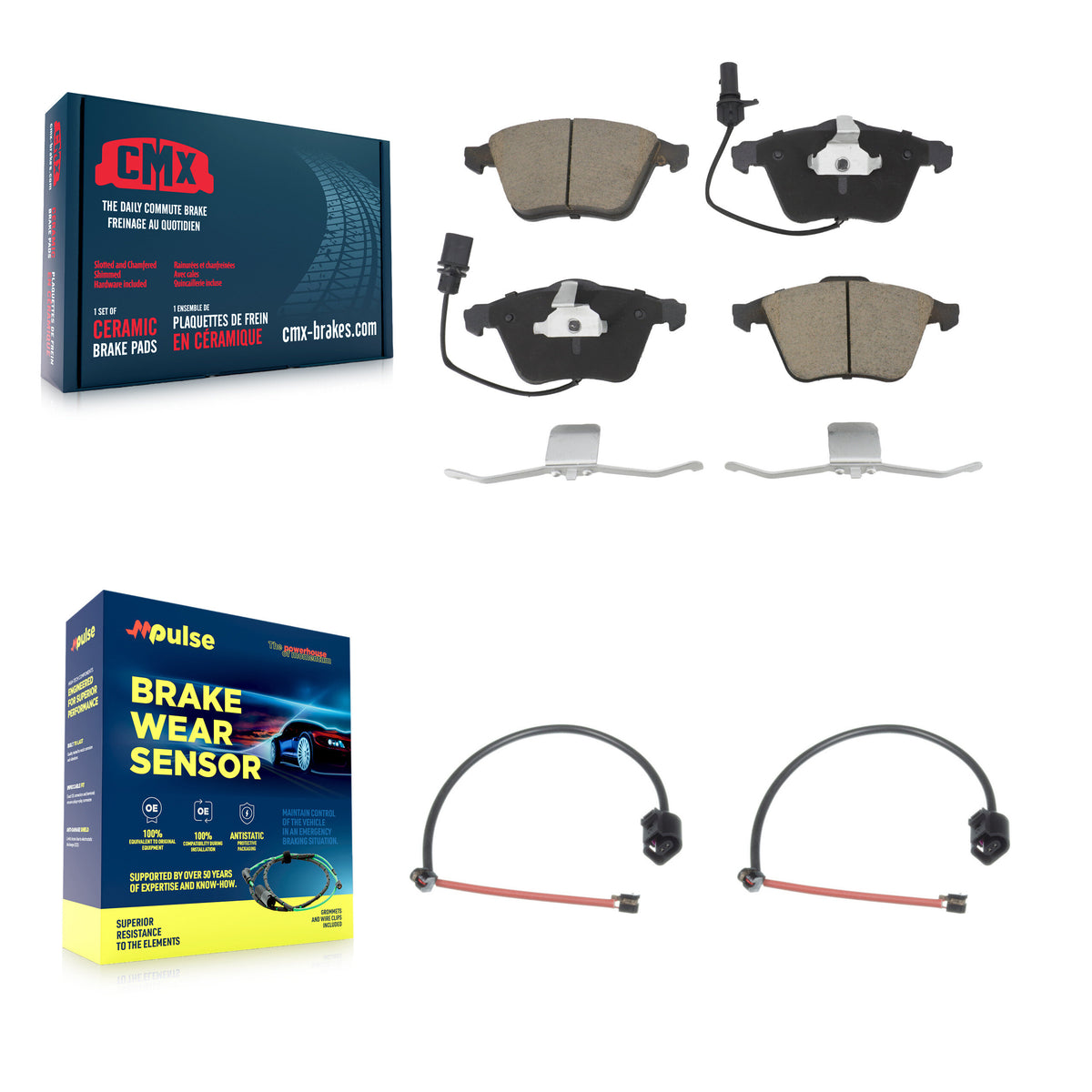 Front Ceramic Brake Pad And Extra Wear Sensor Pair Kit For 2012-2013 Audi TT Quattro 2.0L KCW-100739