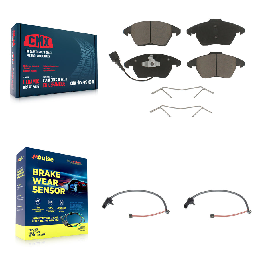 Front Ceramic Disc Brake Pads And Extra Wear Sensor Pairs Kit For 2011 Audi R8 KCW-100741
