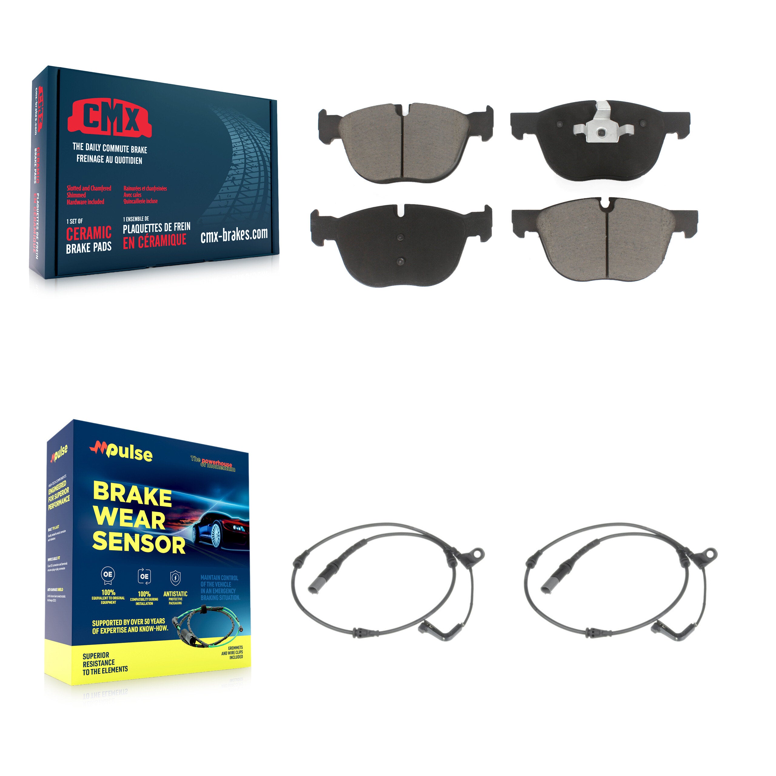 Front Ceramic Disc Brake Pads And Wear Sensor Pairs Kit For BMW X5 X6 KCW-100744