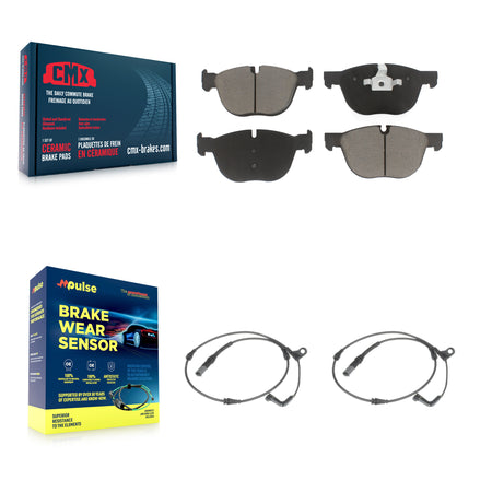 Front Ceramic Disc Brake Pads And Wear Sensor Pairs Kit For BMW X5 X6 KCW-100744