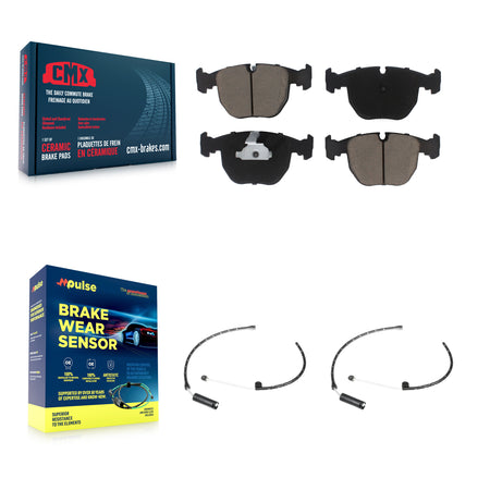 Front Ceramic Disc Brake Pads And Wear Sensor Pairs Kit For BMW X5 KCW-100745