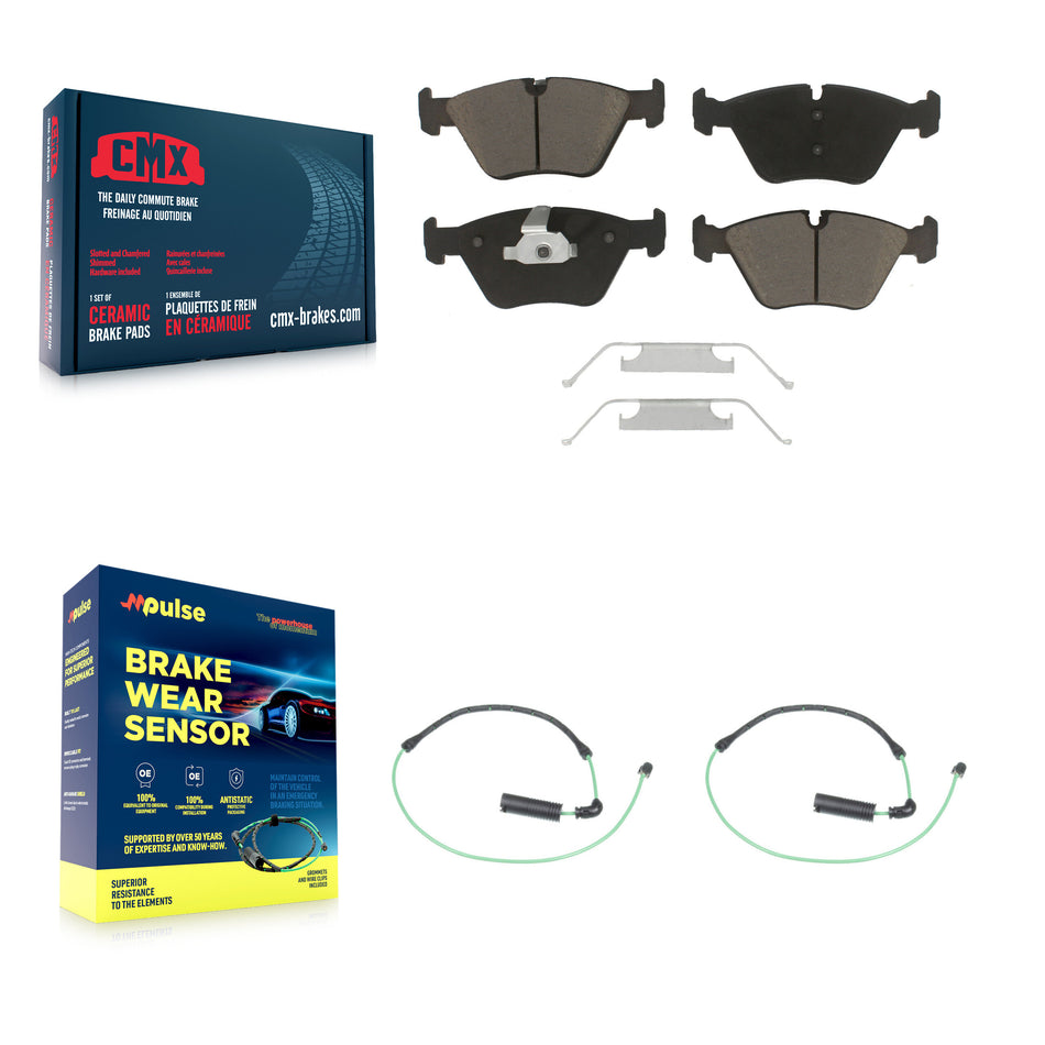 Front Ceramic Disc Brake Pads And Wear Sensor Pairs Kit For BMW 330Ci 330i 330xi M3 KCW-100749