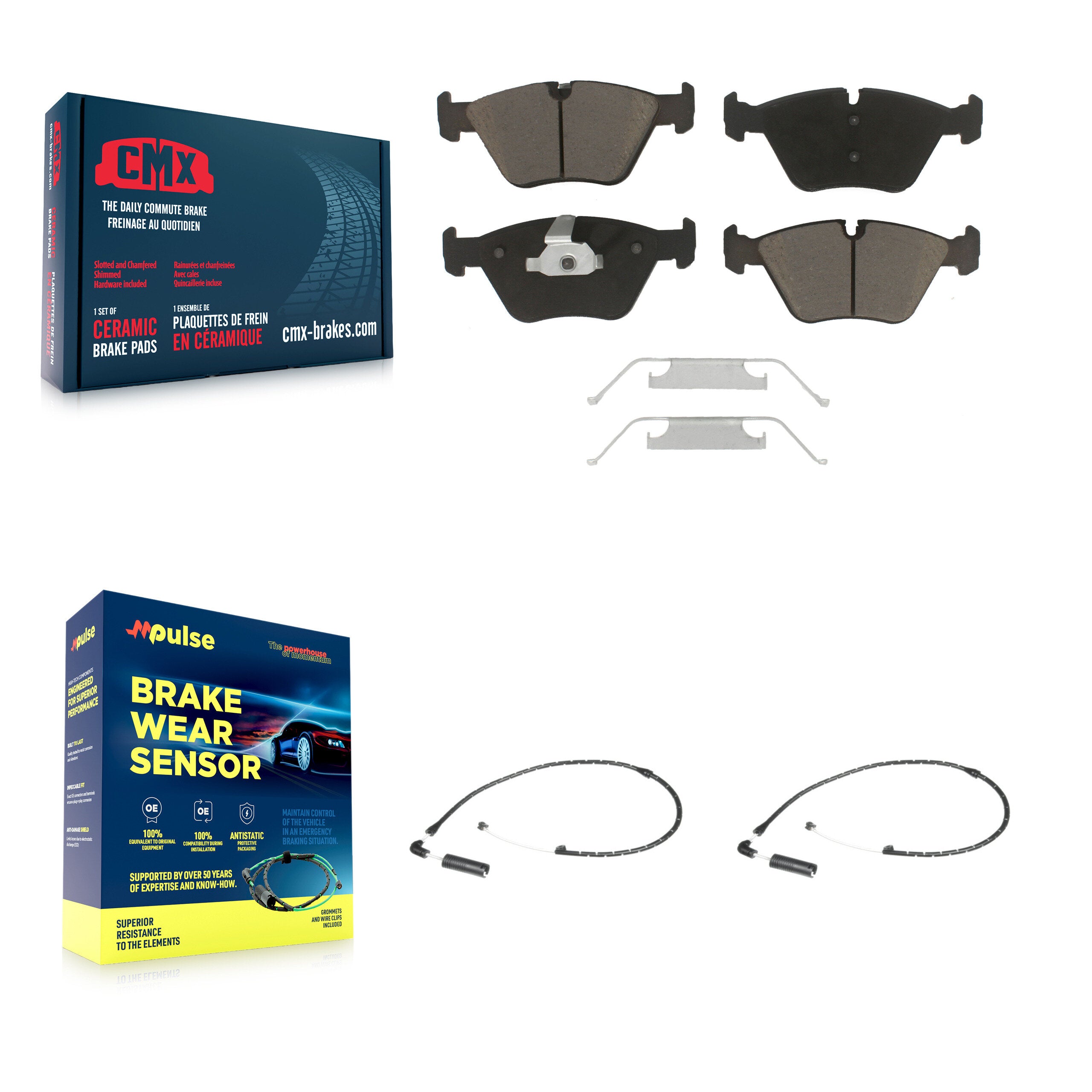 Front Ceramic Disc Brake Pads And Wear Sensor Pairs Kit For 2004-2010 BMW X3 KCW-100750