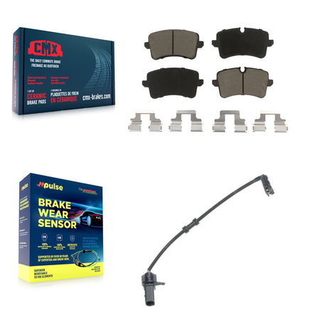 Rear Ceramic Brake Pad And Wear Sensor Kit For 2011-2012 Audi A8 Quattro with 356mm Rotor KCW-100784