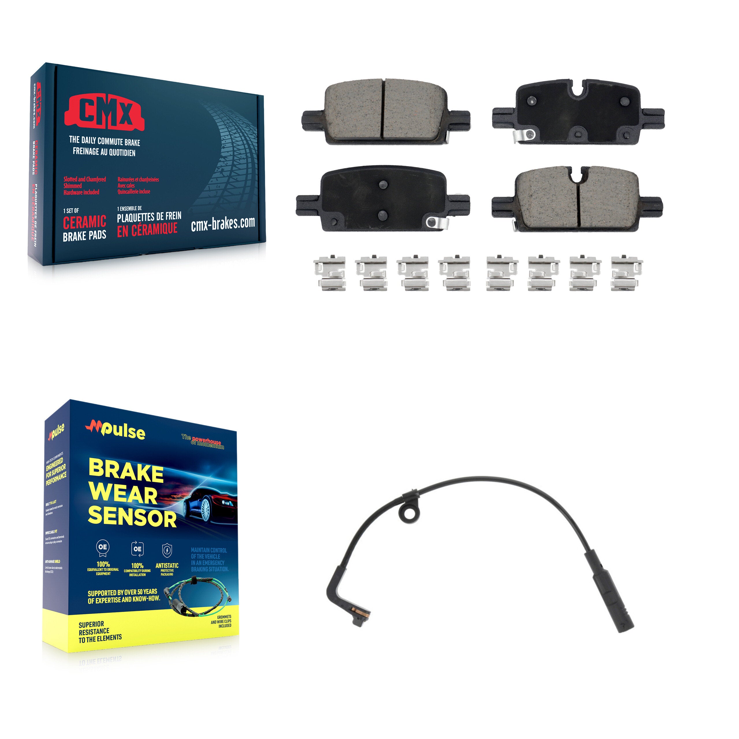 Rear Ceramic Brake Pad & Wear Sensor Kit For Chevrolet GMC Silverado 1500 Sierra Colorado KCW-100785