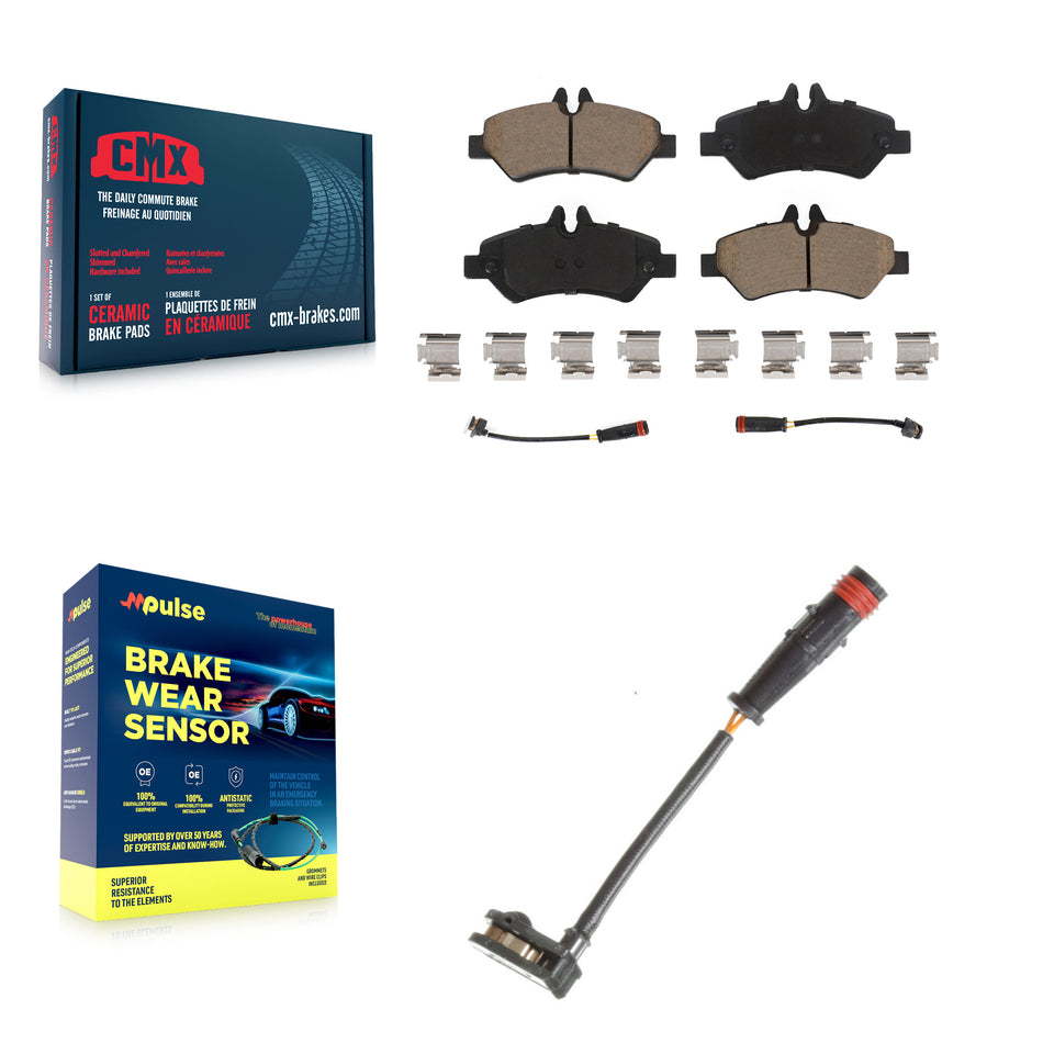 Rear Ceramic Brake Pad & Extra Wear Sensor Kit For Mercedes-Benz Sprinter 2500 3500 Dodge KCW-100813