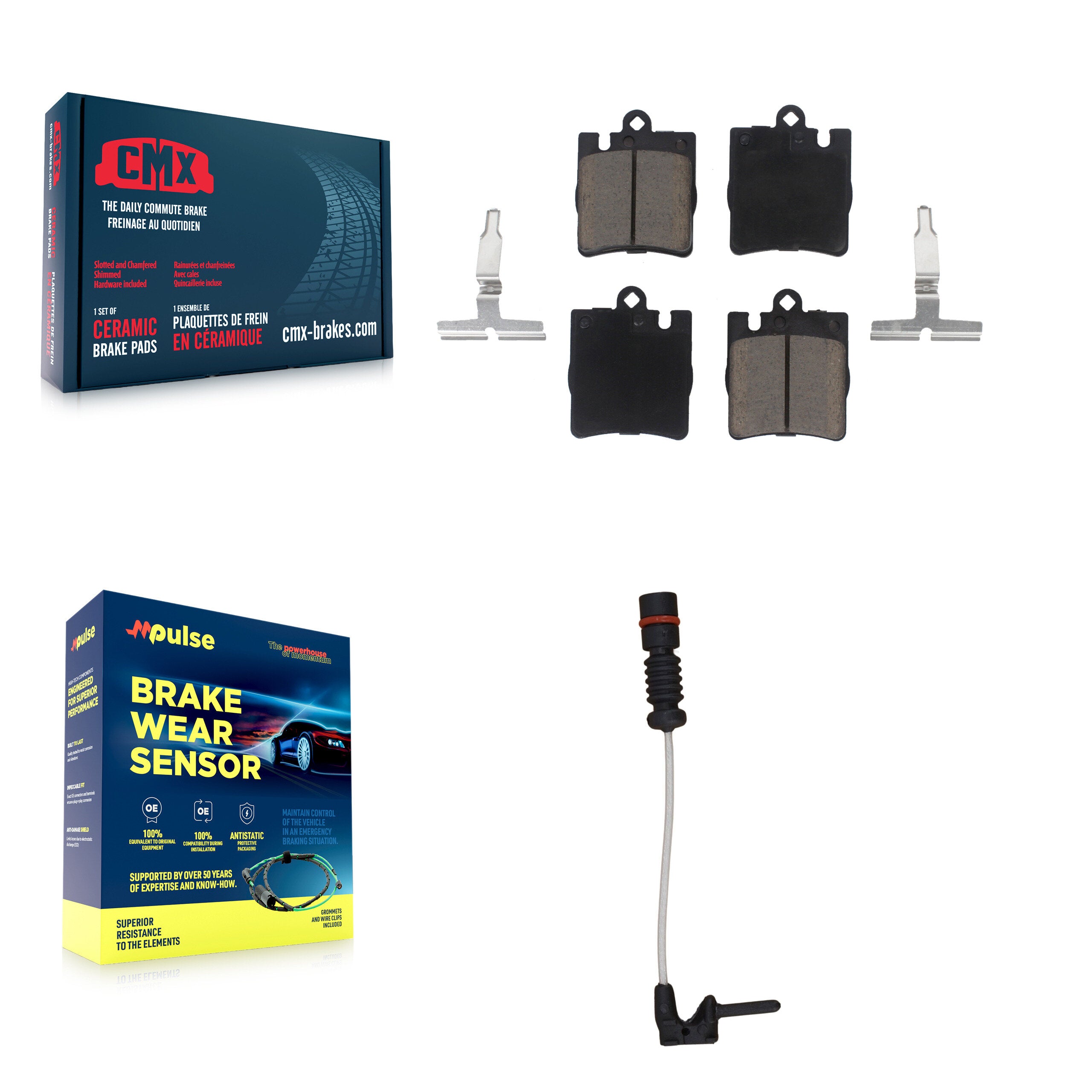 Rear Ceramic Disc Brake Pads And Wear Sensors Kit For Mercedes-Benz E320 CLK320 E430 KCW-100822