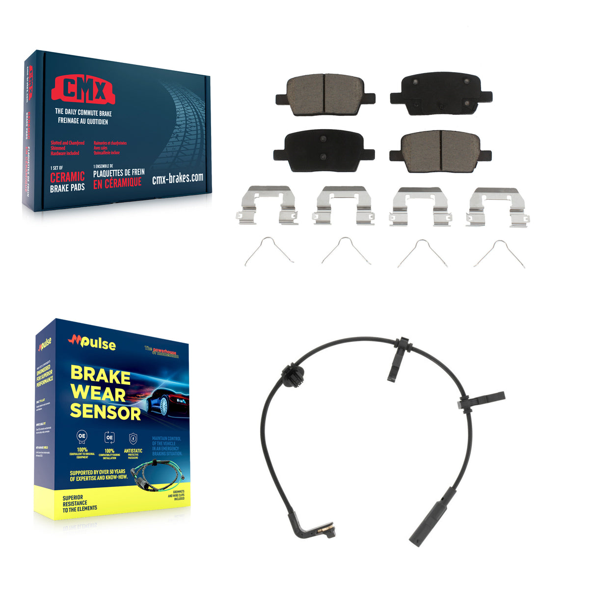 Rear Ceramic Brake Pad & Wear Sensor Kit For Cadillac CT6 With 345mm Diameter Front Rotor KCW-100827