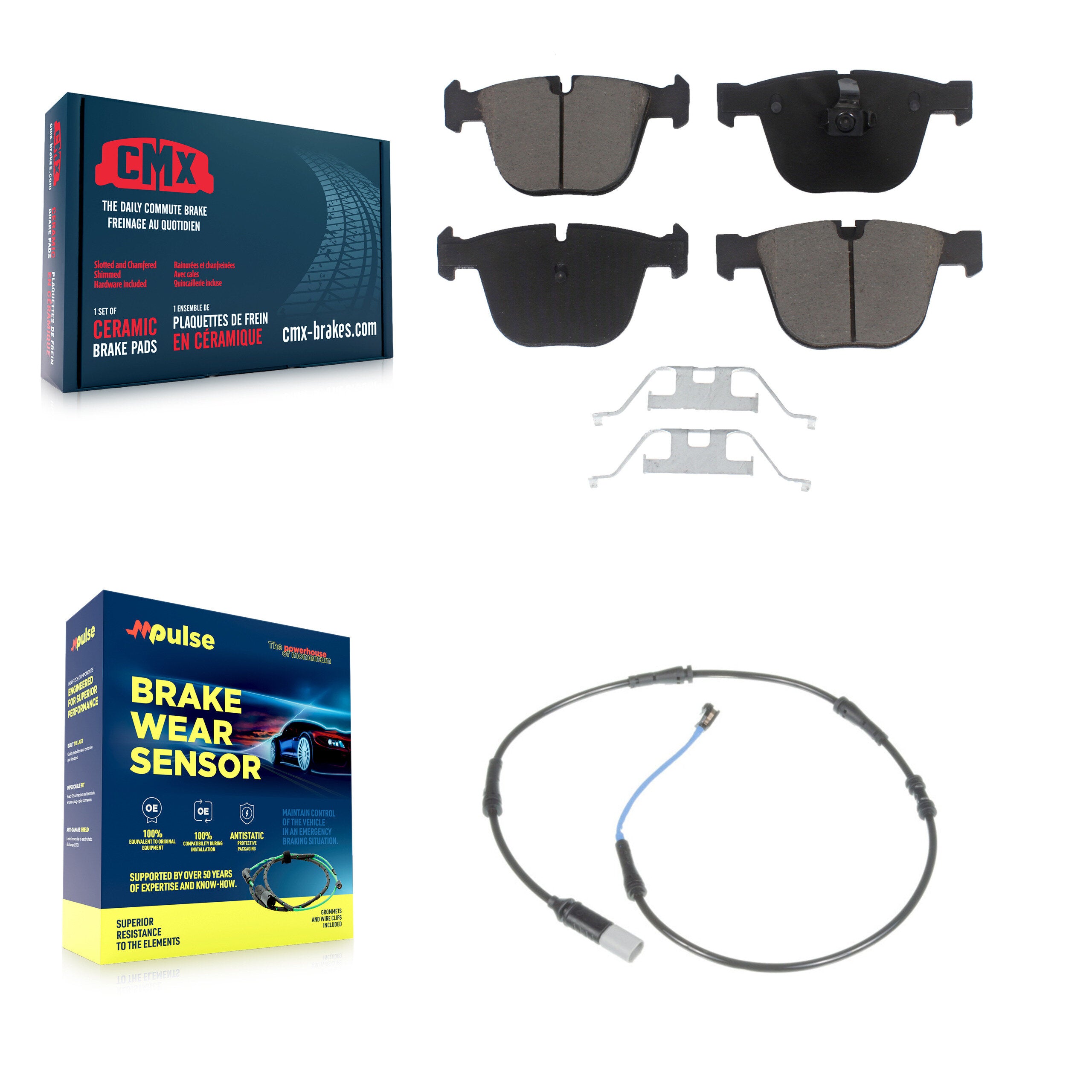Rear Ceramic Disc Brake Pads And Wear Sensors Kit For 2009-2010 BMW 535i 3.0L KCW-100830