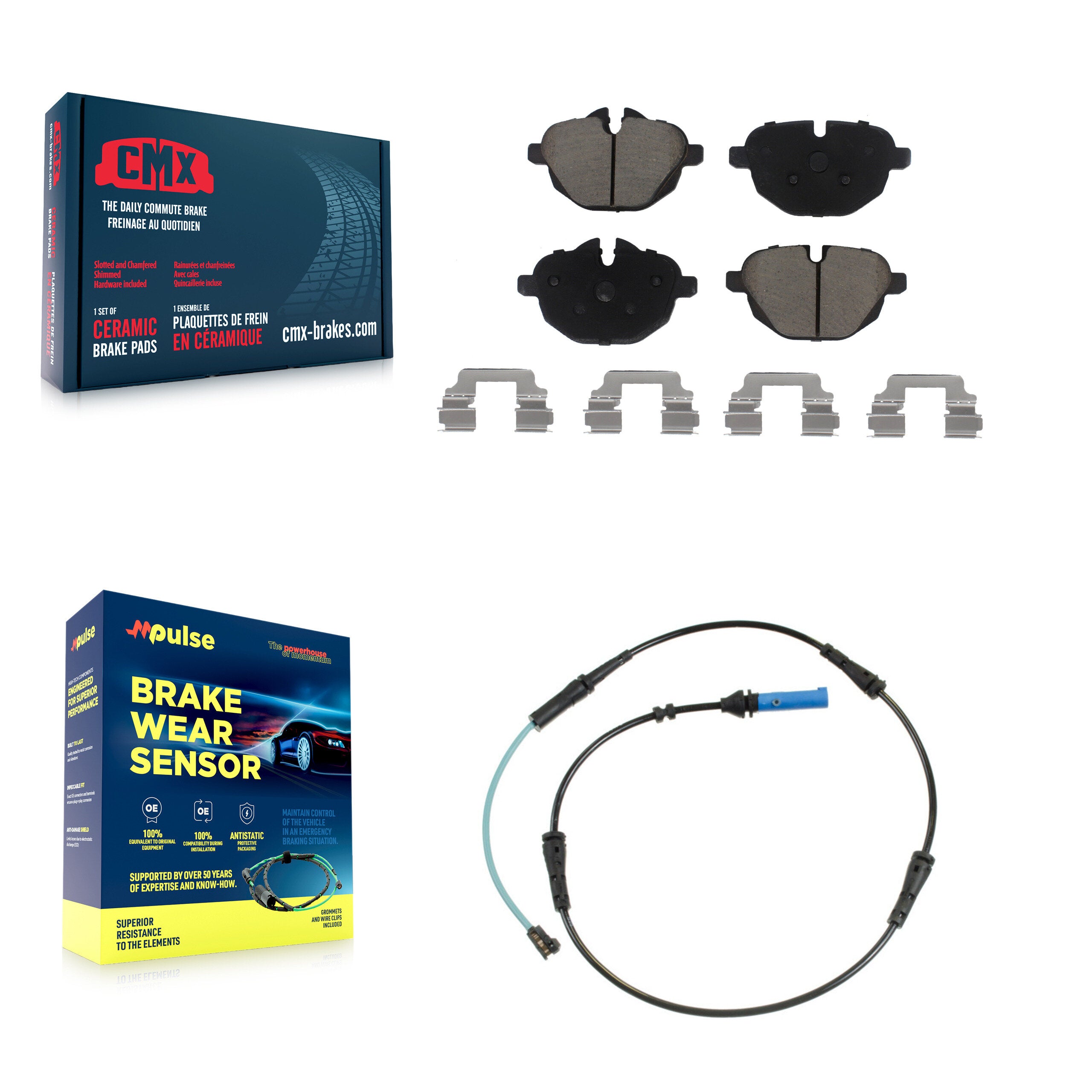 Rear Ceramic Disc Brake Pads And Wear Sensors Kit For BMW 530i xDrive 530e 540d KCW-100868