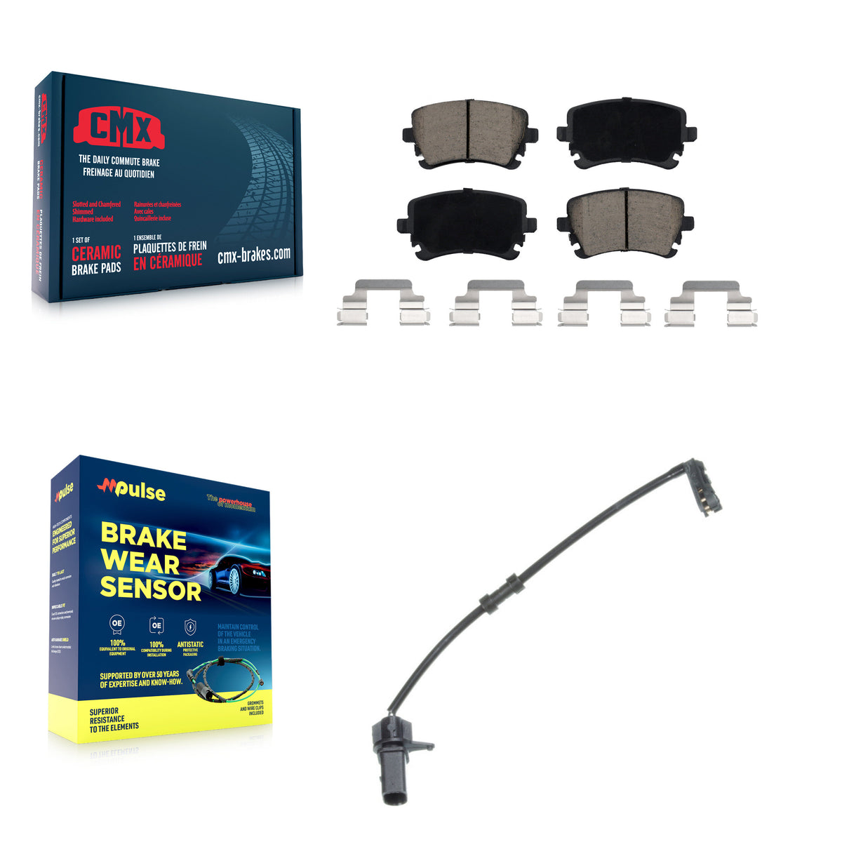 Rear Ceramic Brake Pads Wear Sensor Kit For 10 Audi A8 Quattro 330mm or 356mm Rotor KCW-100870