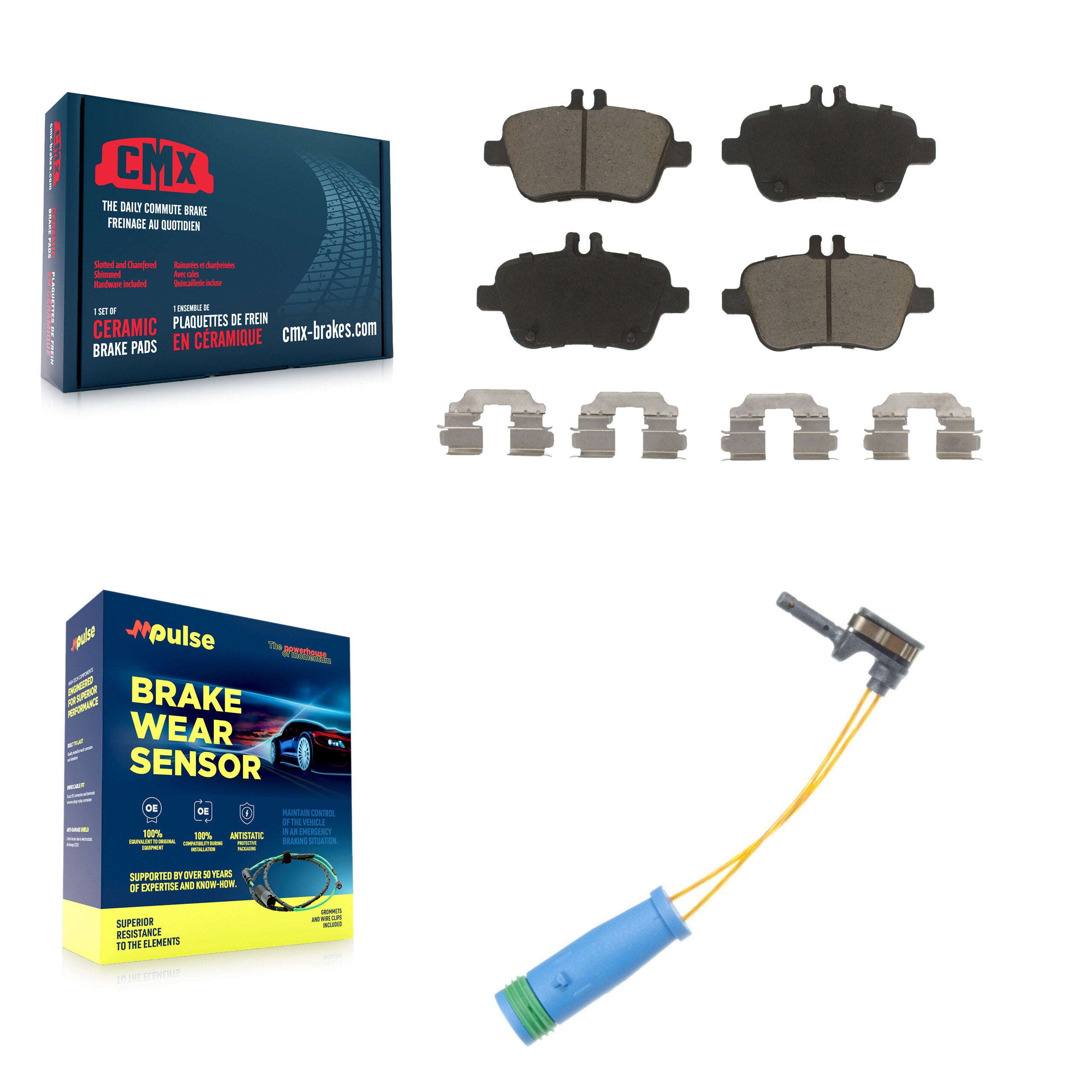 Rear Ceramic Disc Brake Pads And Wear Sensors Kit For Mercedes-Benz CLA250 GLA250 2.0L KCW-100875