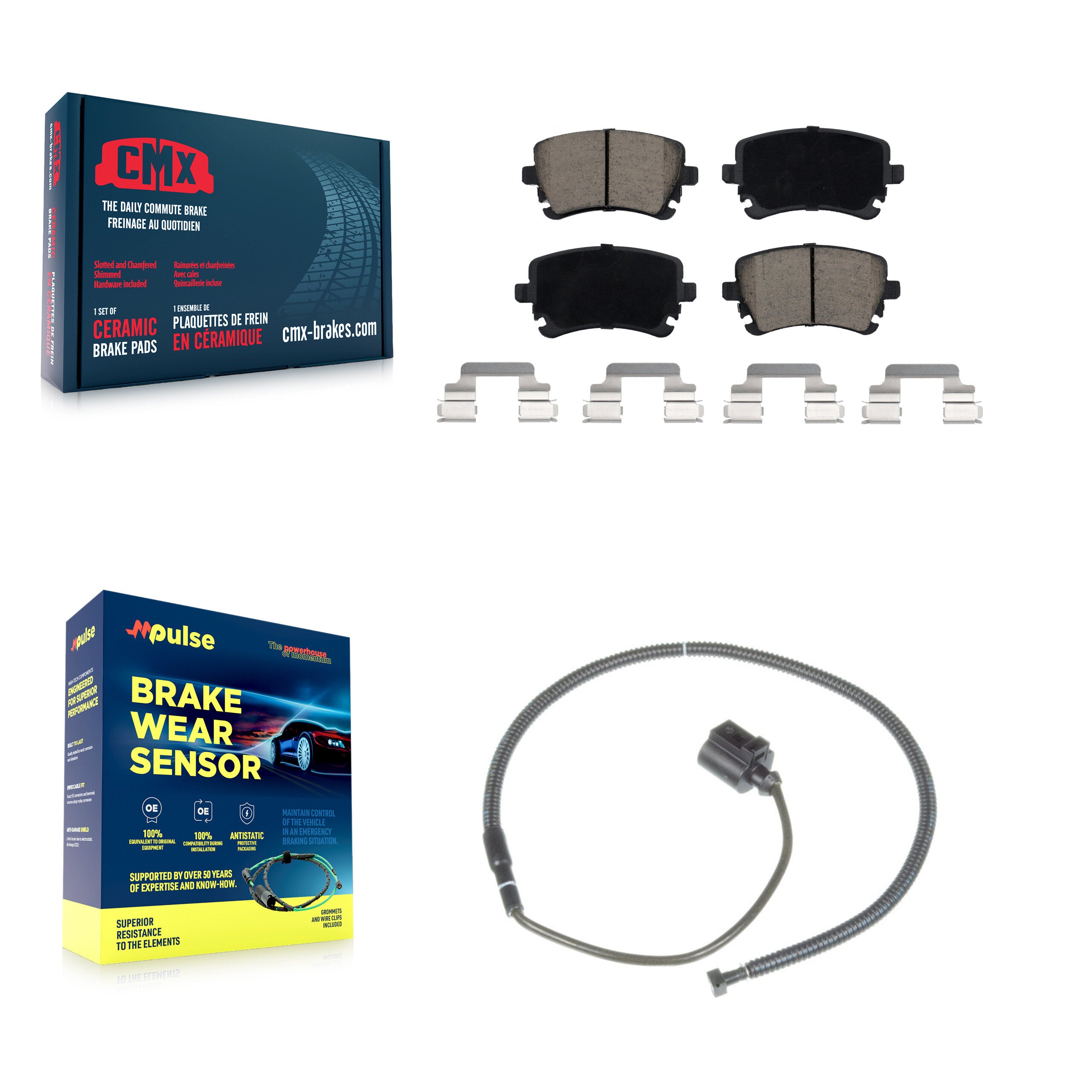 Rear Ceramic Disc Brake Pads And Wear Sensors Kit For Volkswagen Phaeton Audi S6 KCW-100876