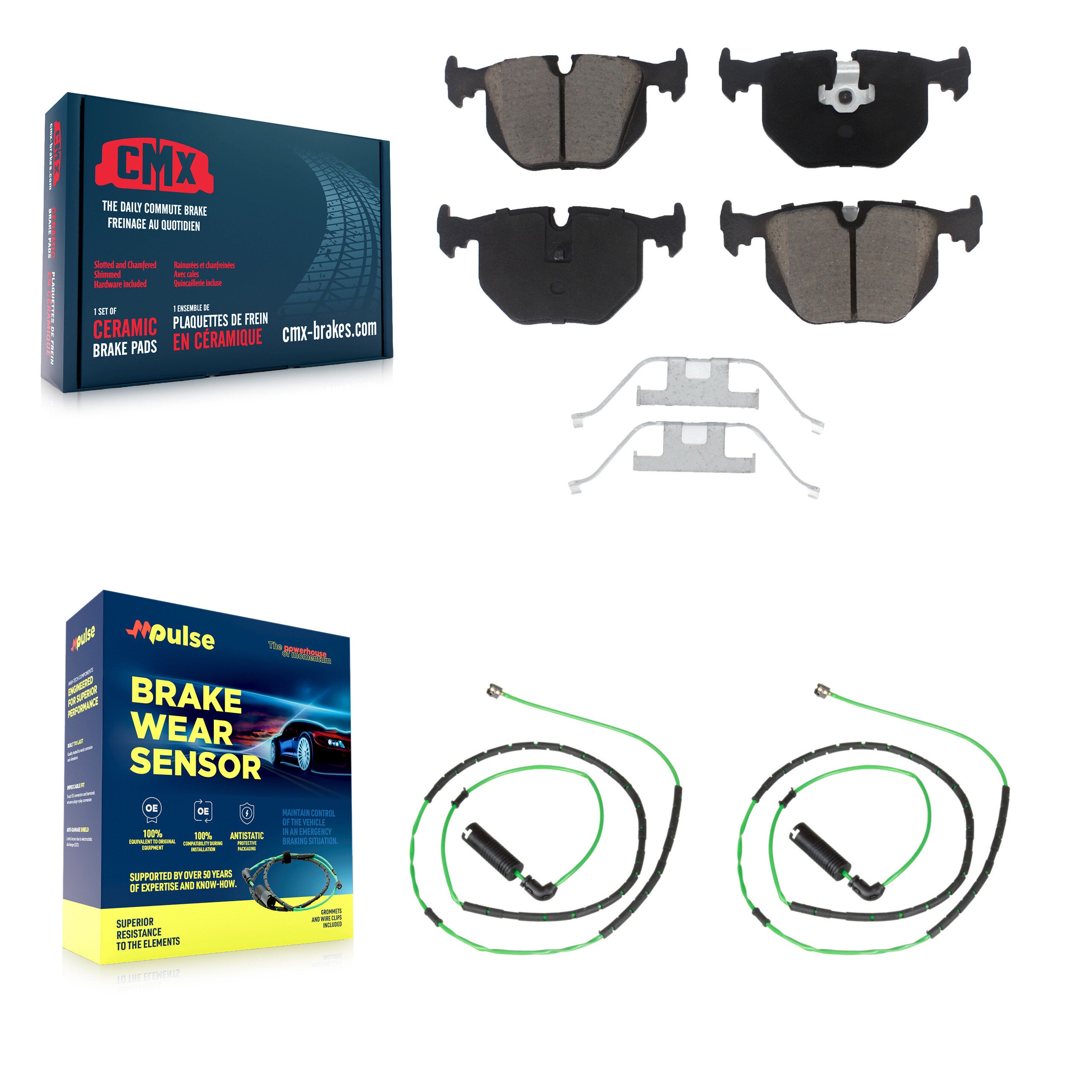 Rear Ceramic Brake Pads Wear Sensor Kit For 2006-2008 BMW Z4 M Roadster Coupe with 3.2L KCW-100903