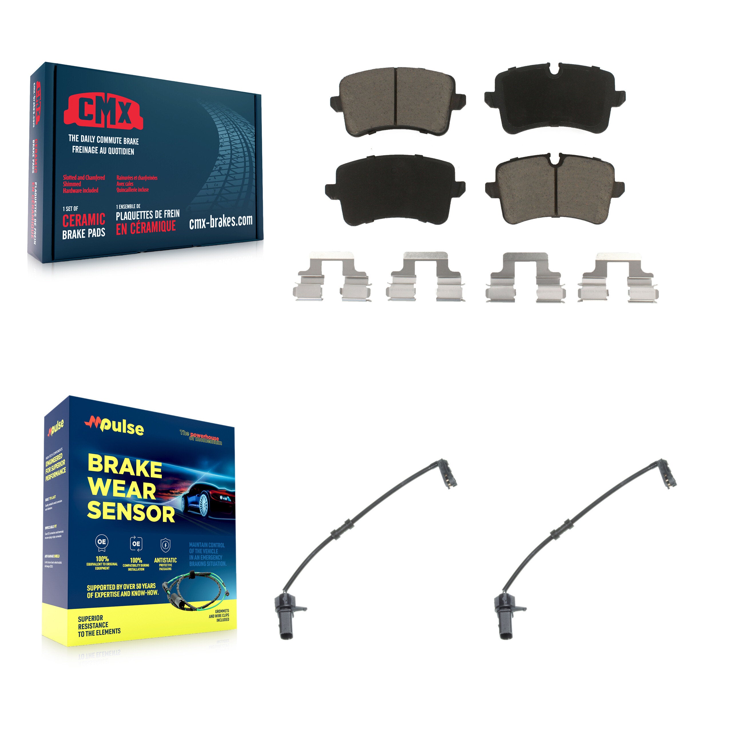 Rear Ceramic Brake Pad And Wear Sensor Kit For 2011-2012 Audi A8 Quattro with 356mm Rotor KCW-100907