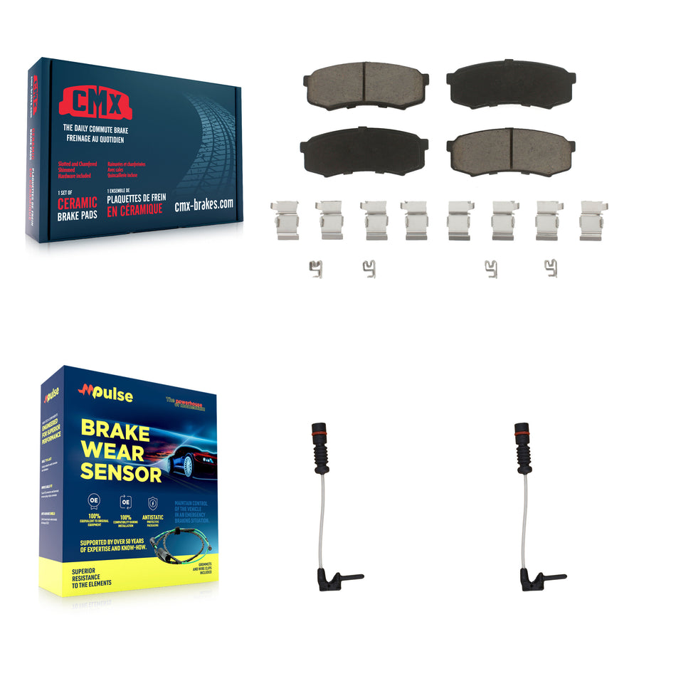 Rear Ceramic Disc Brake Pads And Wear Sensors Kit For 2000 Mercedes-Benz C43 AMG 4.3L KCW-100944