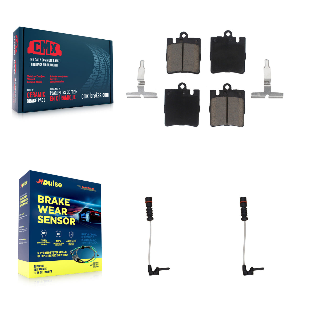 Rear Ceramic Disc Brake Pads And Wear Sensors Kit For Mercedes-Benz E320 CLK320 E430 KCW-100945
