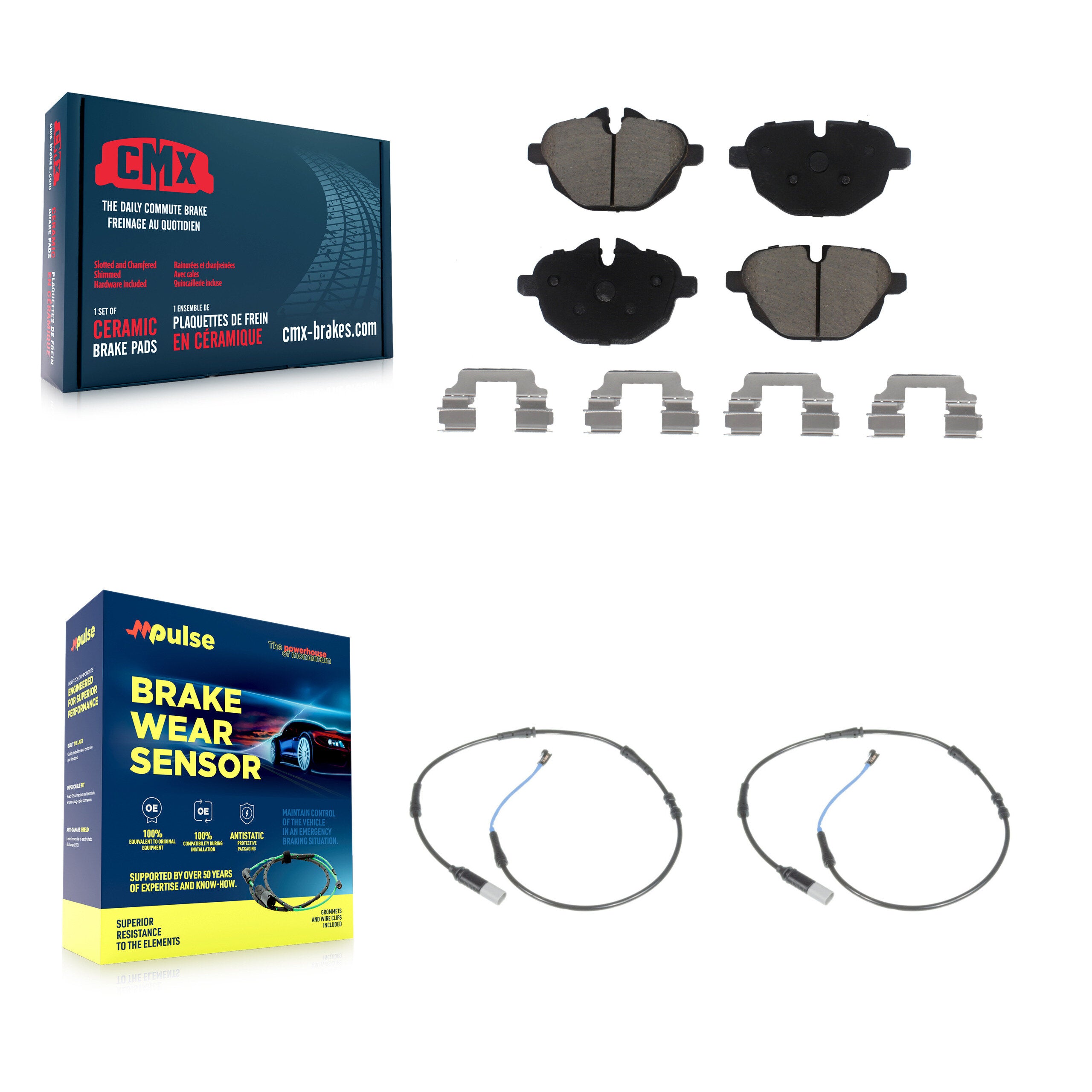 Rear Ceramic Disc Brake Pads Wear Sensor Kit For BMW 535i xDrive 528i 535d ActiveHybrid 5 KCW-100952