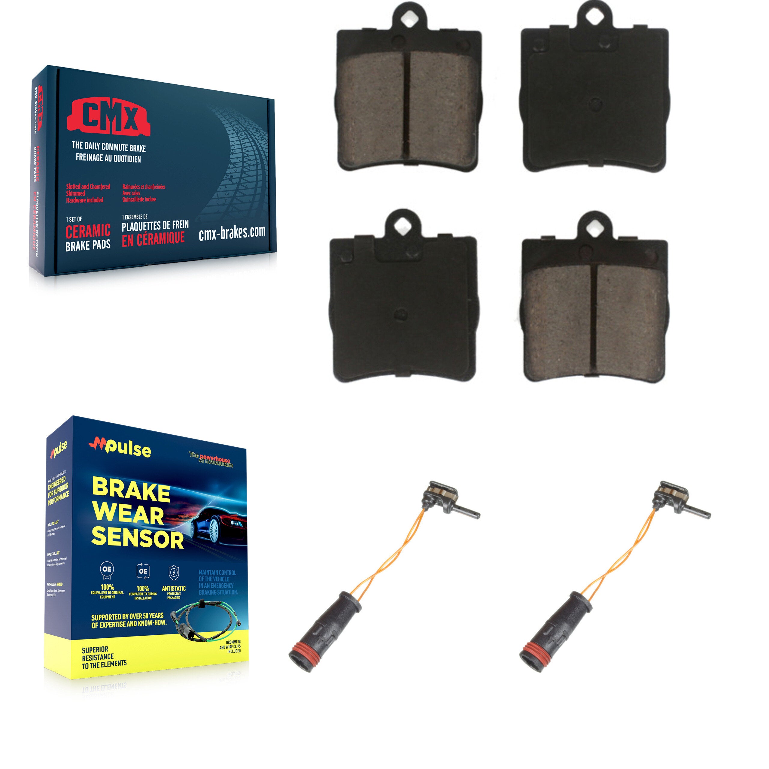 Rear Ceramic Disc Brake Pads And Wear Sensors Kit For Mercedes-Benz C230 C240 KCW-100973