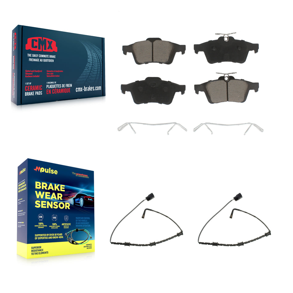 Rear Ceramic Disc Brake Pads And Wear Sensors Kit For Jaguar XJ From VIN #V90866 KCW-100980