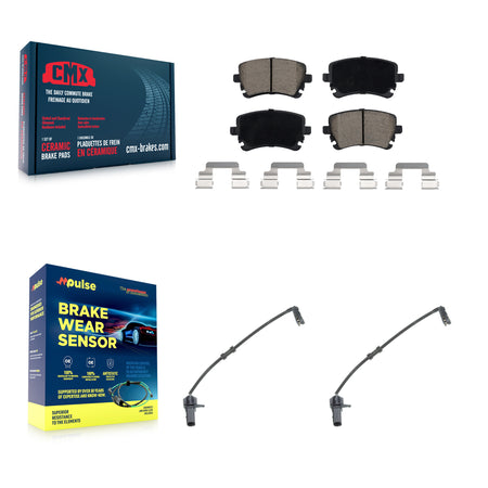 Rear Ceramic Brake Pads Wear Sensor Kit For 10 Audi A8 Quattro 330mm or 356mm Rotor KCW-100993