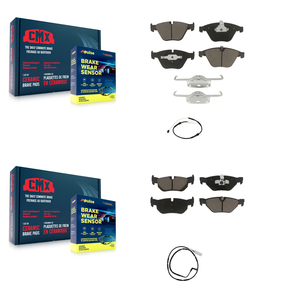 Front Rear Ceramic Disc Brake Pads And Wear Sensors Kit For BMW 323i 328i KCW-101014