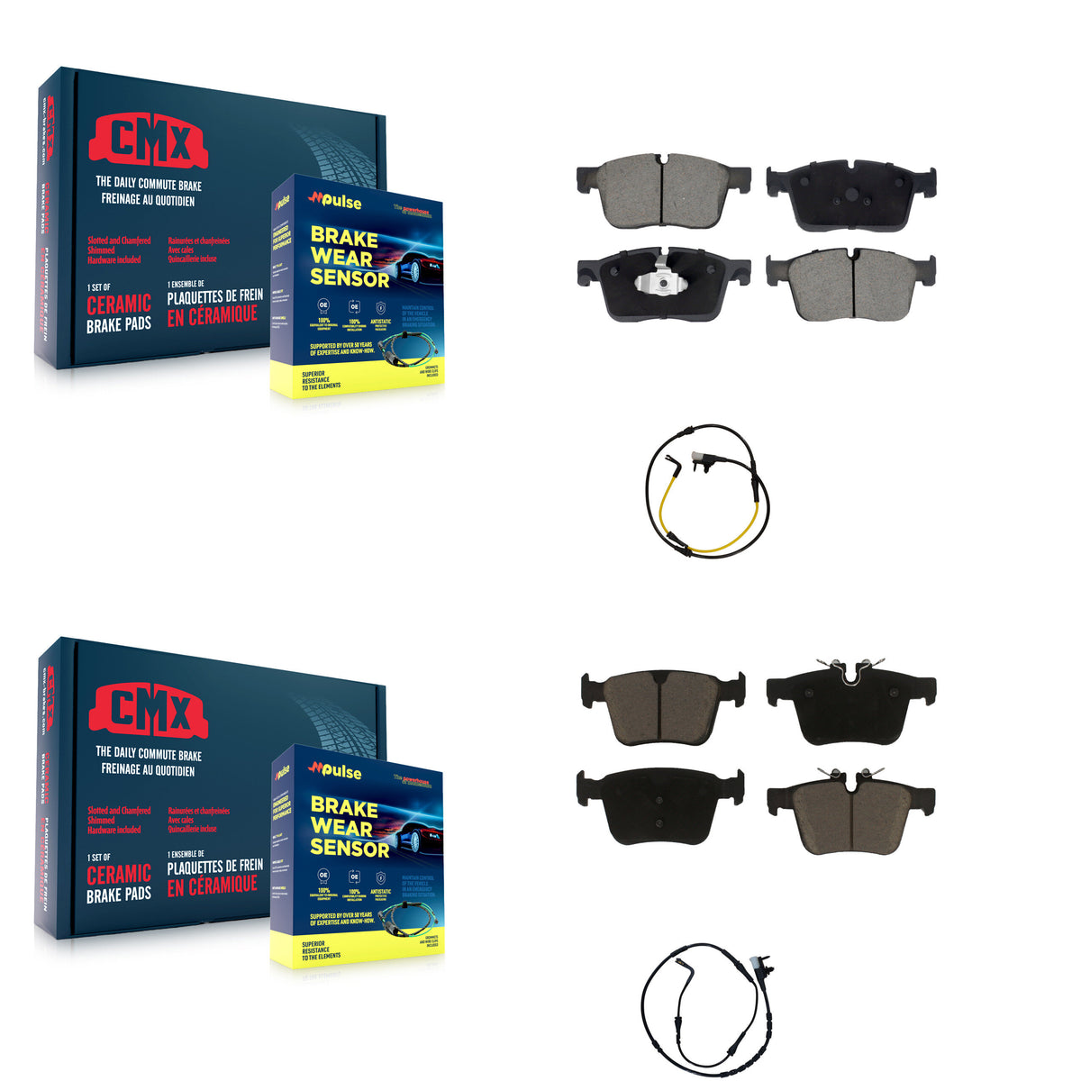 Front Rear Ceramic Brake Pads & Wear Sensor Kit For 2024 Land Rover Range Velar 2.0L 3.0L KCW-101017