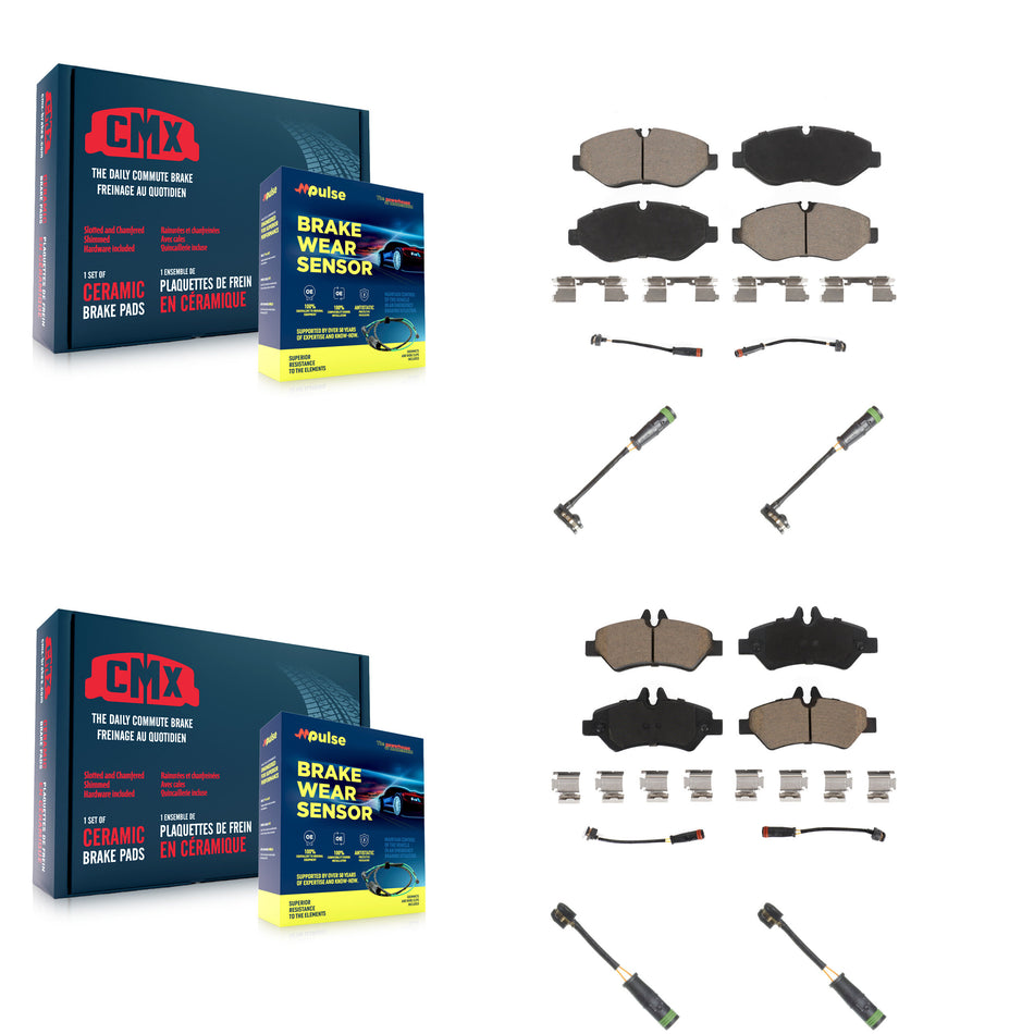 Front Rear Ceramic Disc Brake Pads & Extra Wear Sensor Kit For Freightliner Sprinter 2500 KCW-101032