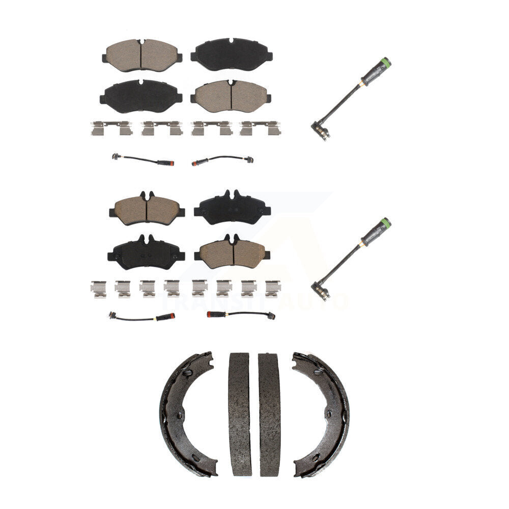 Front Rear Ceramic Brake Pad & Extra Wear Sensor Kit (5Pc) For Freightliner Sprinter 2500 KCW-101035