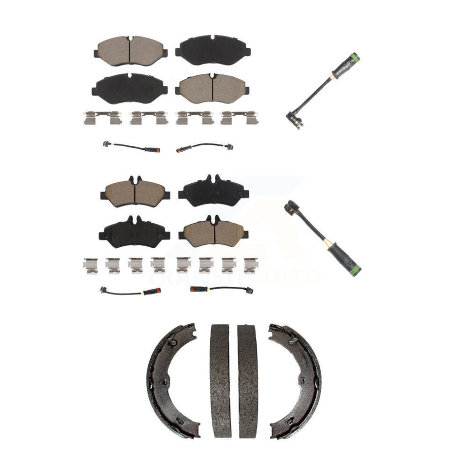 Front Rear Ceramic Brake Pad & Extra Wear Sensor Kit (5Pc) For Freightliner Sprinter 2500 KCW-101036
