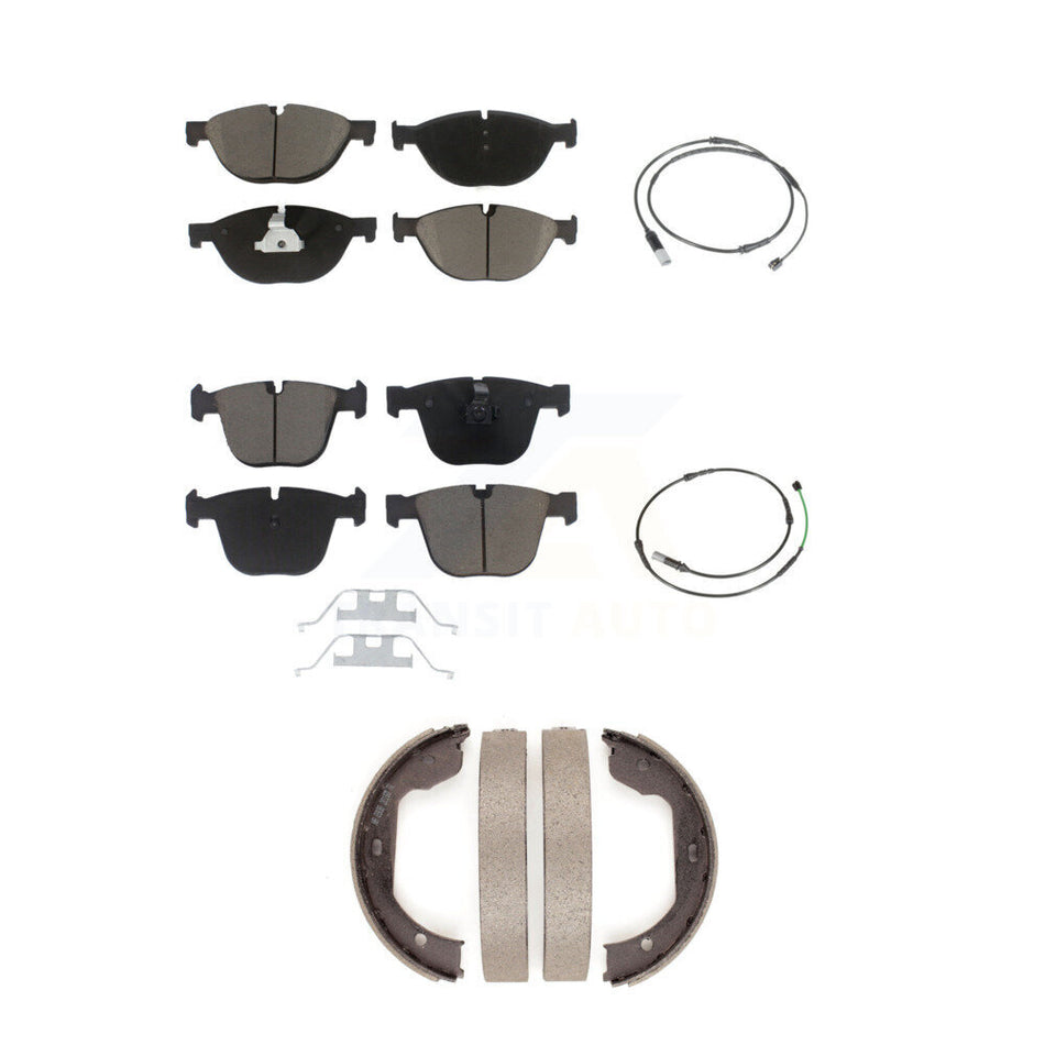 Front Rear Ceramic Disc Brake Pads And Wear Sensors Kit (5Pc) For BMW 535i GT xDrive 550i KCW-101043