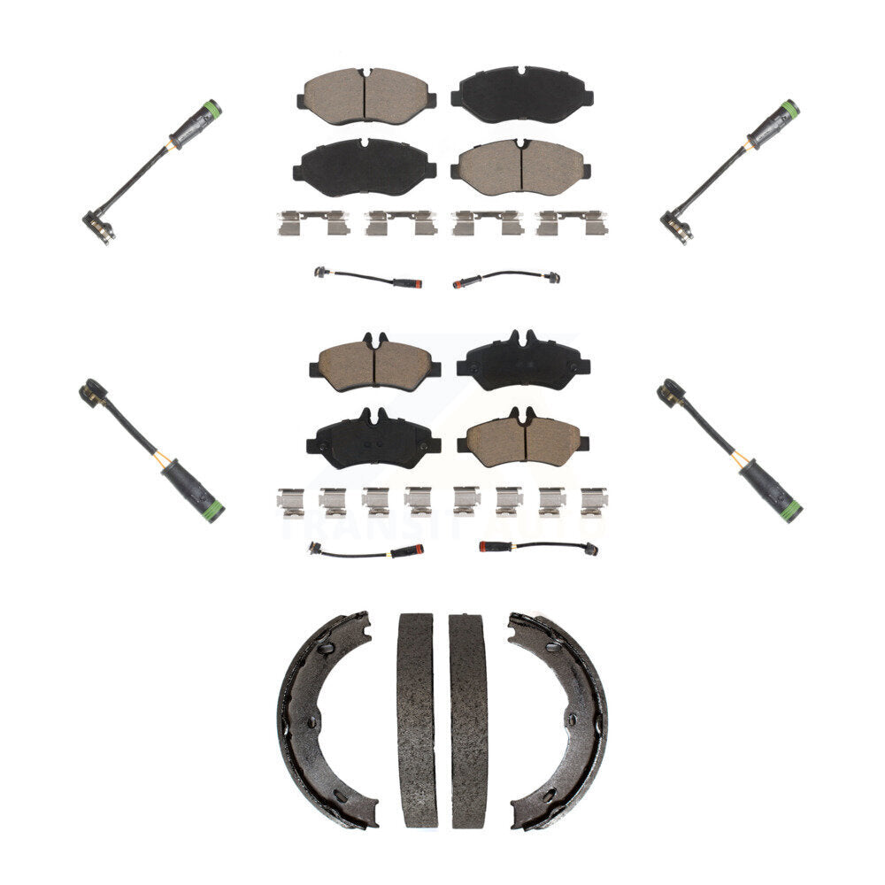 Front Rear Ceramic Brake Pad & Extra Wear Sensor Kit (7Pc) For Freightliner Sprinter 2500 KCW-101048